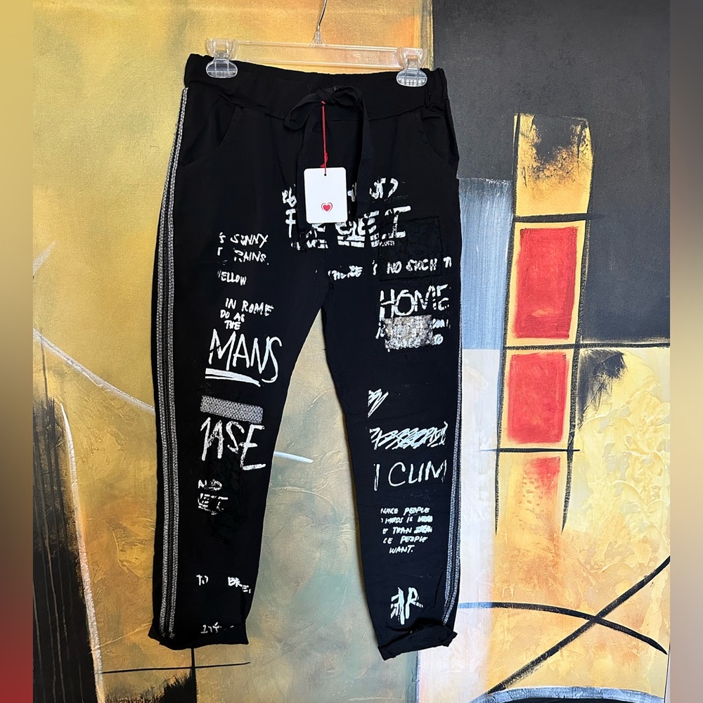 Stylish Black Graphic Joggers for Women